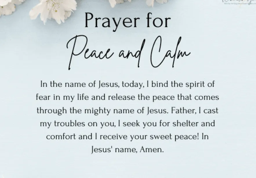 prayers for peace of mind